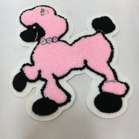 50’s Pink Chenille 8" Poodle Applique Facing Left NOS - Picture 6 of 6